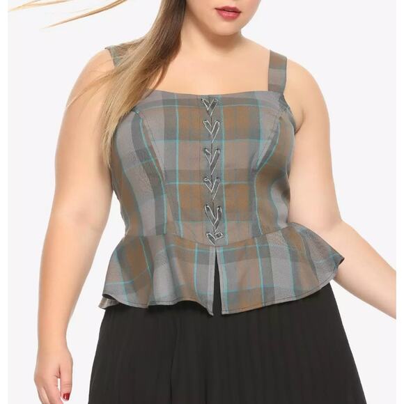 Hot Topic x Outlander MacKenzie Tartan Plaid Peplum Corset Top Plus Size 1x - Picture 1 of 7